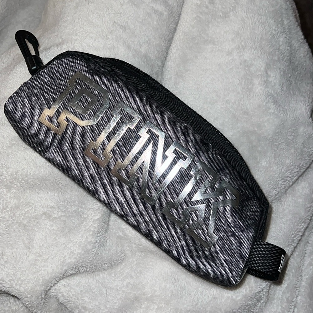 PINK Heathered Grey Pencil/Brush Case